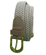 405 - BEIGE &amp; WHITE LADIES NYLON BRAIDED STRETCH BELT 1&quot;WIDE, SIZES TO F... - $16.04 CAD