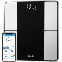 Digital Wireless Bathroom Scale For Bmi Fat Water Muscle Sync App, Over, Black - £44.74 GBP