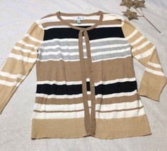 Susina Sweater Cardigan Woman&#39;s Size XS Striped Brown Black Gray White - $9.50