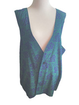Reversible Long Vest Green Background Blue Floral Pattern. Silky Feel No... - $40.00