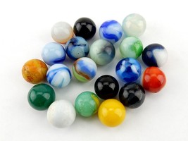 Vintage Glass Marbles ~ Random Lot of 20 Assorted Colors-Sizes-Styles ~ #MRB-06 - £15.62 GBP