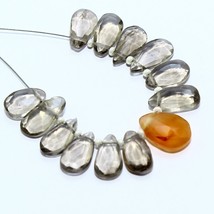 Smoky Quartz Carnelian Pear Bead Briolette Natural Loose Gemstone Making Jewelry - £4.78 GBP