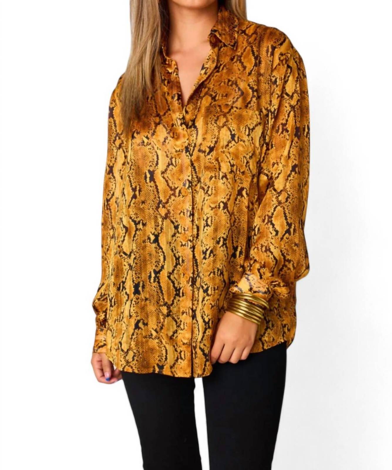 Buddylove portia loose button up top in Snake Charmer