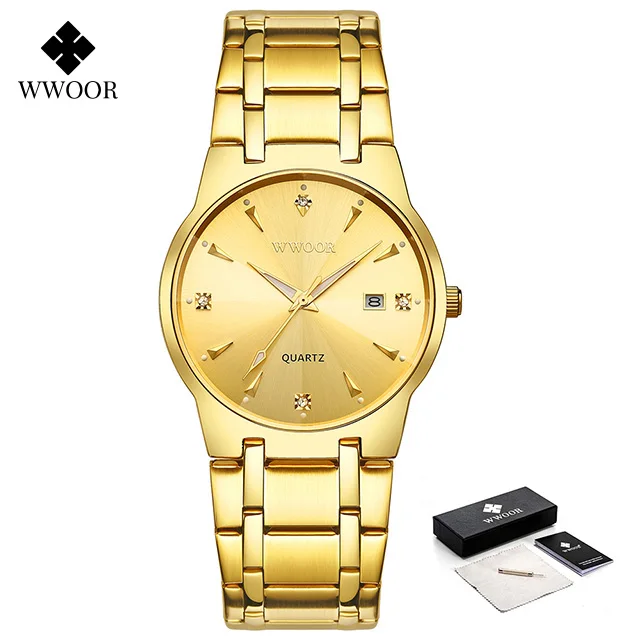 Ch for men wwoor date male clock gold luxury quartz bracelet wristwatch stainless steel thumb200