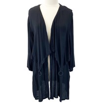 Swimsuit Coverup Womens XS Gauzy Beach Open Front Kimono Black Dewi Shinta  - $17.99