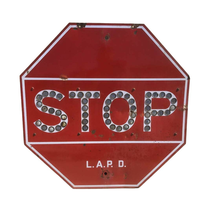 Vtg Porcelain LAPD Reflector Stop Sign Los Angeles Police Department California - £547.86 GBP