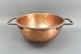 Antique Copper 15 3/8&quot; Cauldron Pot Candy Apple Butter Kettle Bowl Cast Handles - £270.98 GBP