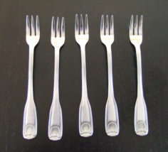 5 Rogers Co Stainless Black Satin Plume Shell SEAFOOD COCKTAIL FORKS SRB3 - $18.00