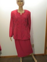 DONNA VINCI Vintage 2pc Skirt Suit Pink 12 Princess Seams Church Embelli... - £62.87 GBP