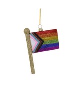 PROGRESS PRIDE FLAG ORNAMENT 5&quot; Glass Christmas LGBTQ Rainbow Gay Lesbia... - $27.60 CAD