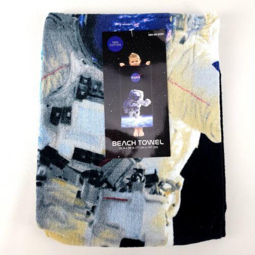 NASA Space Astronaut Beach Towel 28" X 58" Cotton Franco Manufacturing New - £21.95 GBP