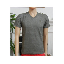 Basic Men&#39;s T-Shirt   V-Neck Short Sleeve Cotton T-Shirt - Heather Gray - £13.94 GBP