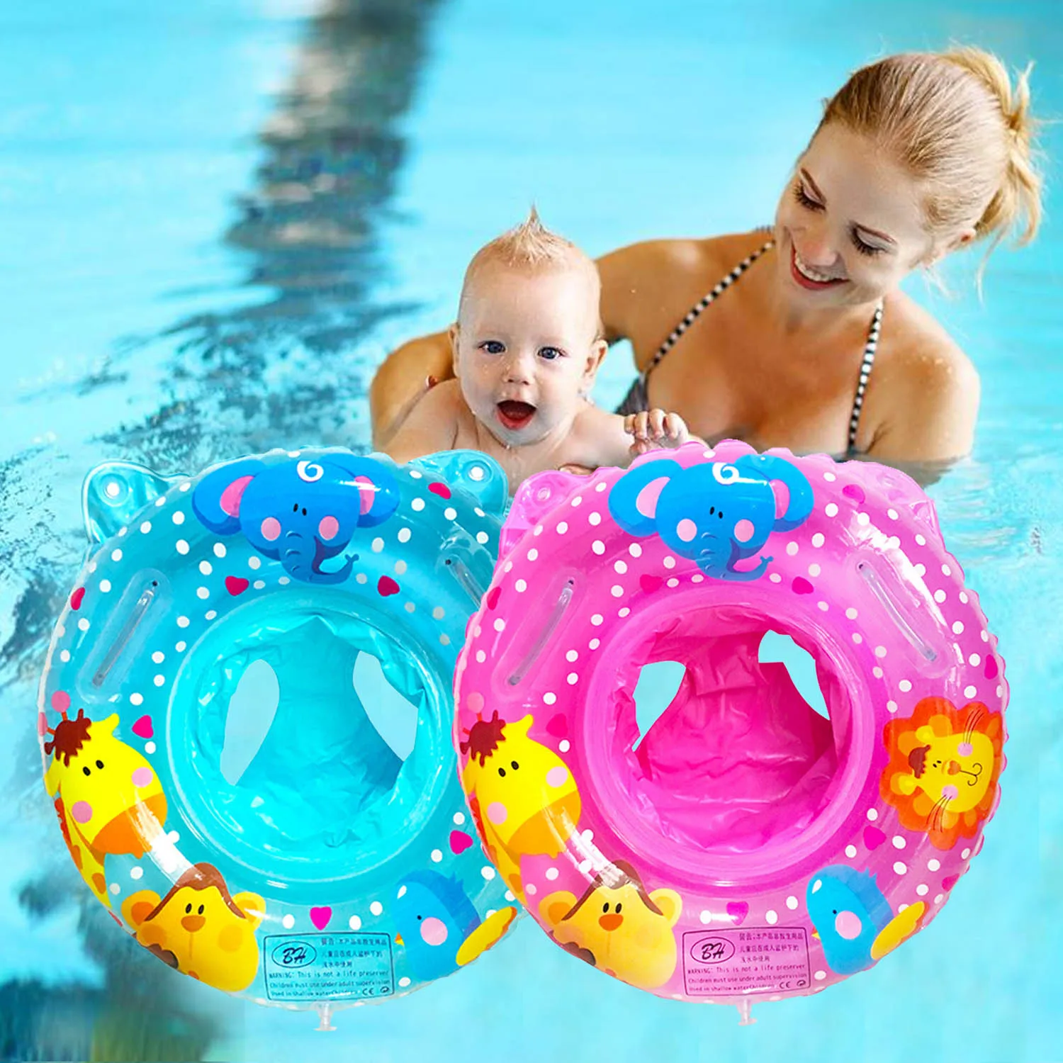 Baby Swimming Pool Rings Seat Cute Inflatable Swim Ring Float Seat Swim Circle - £13.38 GBP