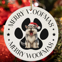 Merry Woofmas Alaskan Malamute Dog Paw Lover Christmas Ornament Gift Tre... - $15.79