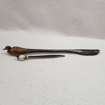 Hand Painted Mallard Duck Plastic Letter Opener and Wooden Wood Duck Sho... - $37.37