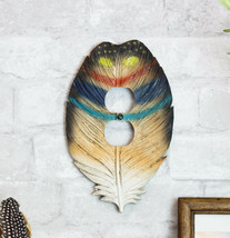 Pack of 2 Native Indian Dreamcatcher Feathers Double Receptacle Outlet Plates - £22.79 GBP