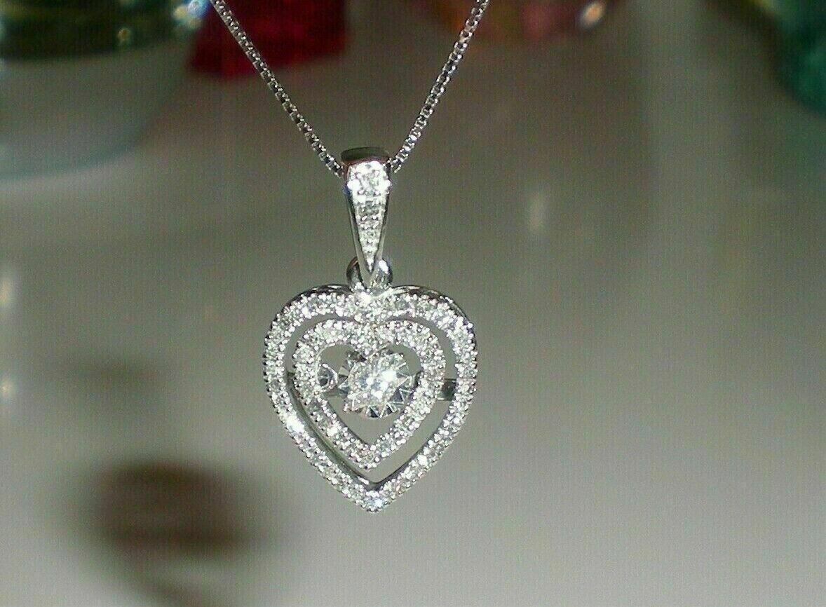 2.50Ct Round Cut  Diamond Heart Pendant 14K White Gold Plated  Free Chain Item image 3