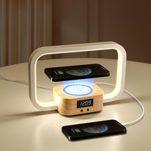 Table Lamp With Wireless Charger: Touch Bedside Lamp With Usb Port, Clock, Night - £34.79 GBP