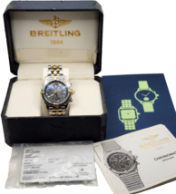 Breitling Chronomat Chronograph Two Tone SS &amp; 18K Grey w/ Blue Dial B130... - £2,956.48 GBP