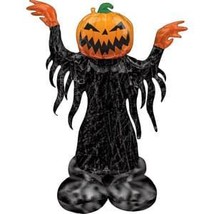 Pumpkin Head Ghost Halloween Airloonz Mylar Foil 53&quot;H Standing Balloon Sculpture - £12.82 GBP