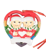 Christmas Personalized Tree Ornament Couple In Heart 4 Inches Diameter - $15.88