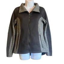 Columbia Womens Small Black Gray Full Zip Raglan Long Sleeve Fleece Jacket - £14.93 GBP