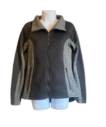 Columbia Womens Small Black Gray Full Zip Raglan Long Sleeve Fleece Jacket - £14.76 GBP