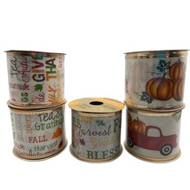 5 Rolls Crafters Square Fall Ribbon Variety, 2.5&quot; x 3 yds Leaves Fall Harvest - £10.13 GBP