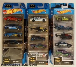 Hot Wheels Batman 5 pk x3 1/64 Die-Cast Vehicles 2019,21 +23 &#39;66 &amp; &#39;89 Batmobile - £21.22 GBP