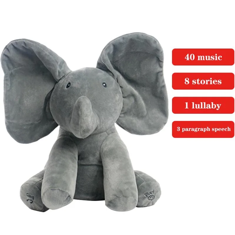 Play Plush Elephant Toy Stuffed Animal Electric Educational Toy AD Animated Flap - £48.76 GBP