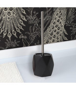 Bath Toilet Bowl Brush and Holder Diamond Stoneware Black - $32.99