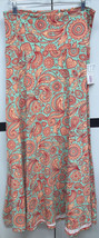 NEW 2.0 LuLaRoe Medium Mint Green Orange &amp; Peach Paisley Knit Maxi Skirt - £34.41 GBP