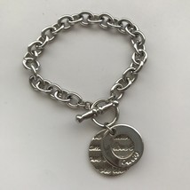 Vtg Guess Bracelet Charm Chain Link Silver Logo Charm Medallion OS Y2K VTG - £12.27 GBP