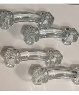 4 Vintage Clear Glass Drawer Cabinet Handle Pulls Beautiful Retro Furnit... - $48.82 CAD