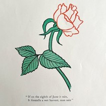 June Roses Print 1903 Color Off Set Litho Art Seasonal Antique DWKK17 - £23.42 GBP
