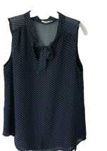 Honey Punch Polka Dot Sleeveless Shirt Navy/White Medium - $18.80