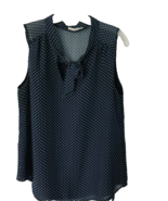 Honey Punch Polka Dot Sleeveless Shirt Navy/White Medium - $18.80