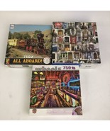 Lot of 2 x 750 Piece Puzzle Lot - Ceaco All Aboard Train, Re-Marks City ... - £17.29 GBP