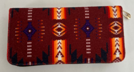 Native American Indian Women Fleece Organizer Foldable Wallet Red - £16.82 GBP