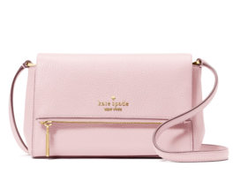 New Kate Spade Leila Mini Zip Crossbody Pebble Leather Shimmer Pink with... - £73.45 GBP
