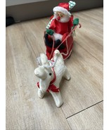 Vintage Fabric Reindeer Pulling Santa in His Sleigh W/ Presents &amp; Candy ... - $929.16 MXN