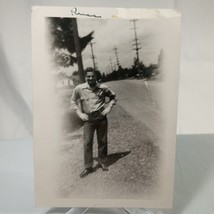 Vintage Photo Man Standing By Road June 1946 Picture Original One Of A Kind - $148.18 MXN
