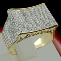 Father&#39;s Day Special 2.80 Ct Yellow Gold Over Mens Round Diamond Band Pi... - $138.12