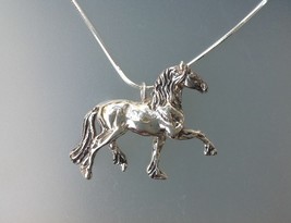 Friesian horse Sterling Silver pendant &amp; chain Beverly Zimmer Equestrian... - £79.46 GBP