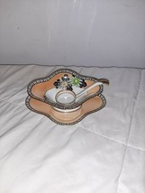 Noritake Quatrefoil Spoon, Sauce Bowl &amp; Plate, Peach Lusterware, Daisy A... - $65.00