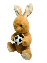 Dan Dee Plush Brown Easter Bunny with Soccer Ball Extra Soft Stuffed Animal Toy - £11.47 GBP
