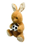 Dan Dee Plush Brown Easter Bunny with Soccer Ball Extra Soft Stuffed Ani... - £11.30 GBP