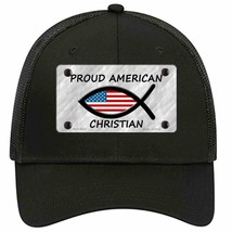 Proud American Christian Novelty Black Mesh License Plate Hat - £21.80 GBP