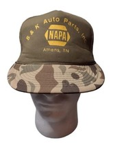 Vintage NAPA S &amp; K Auto Parts  Athens TN  Camo Snapback Trucker Hat Mesh Cap - £15.89 GBP