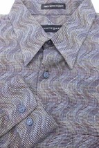GORGEOUS Jhane Barnes Silver and Blue Swirls Japan Fabric Shirt L 16.5x35 - £63.25 GBP